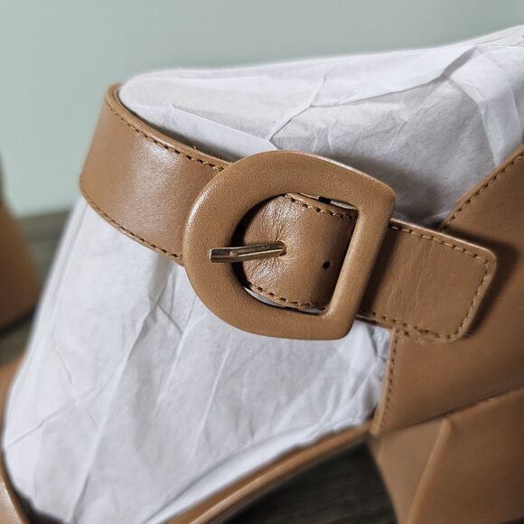 Vionic Chardonnay Block Heel Sandal Camel Brown Leather Womens 10 Wide - Picture 6 of 13